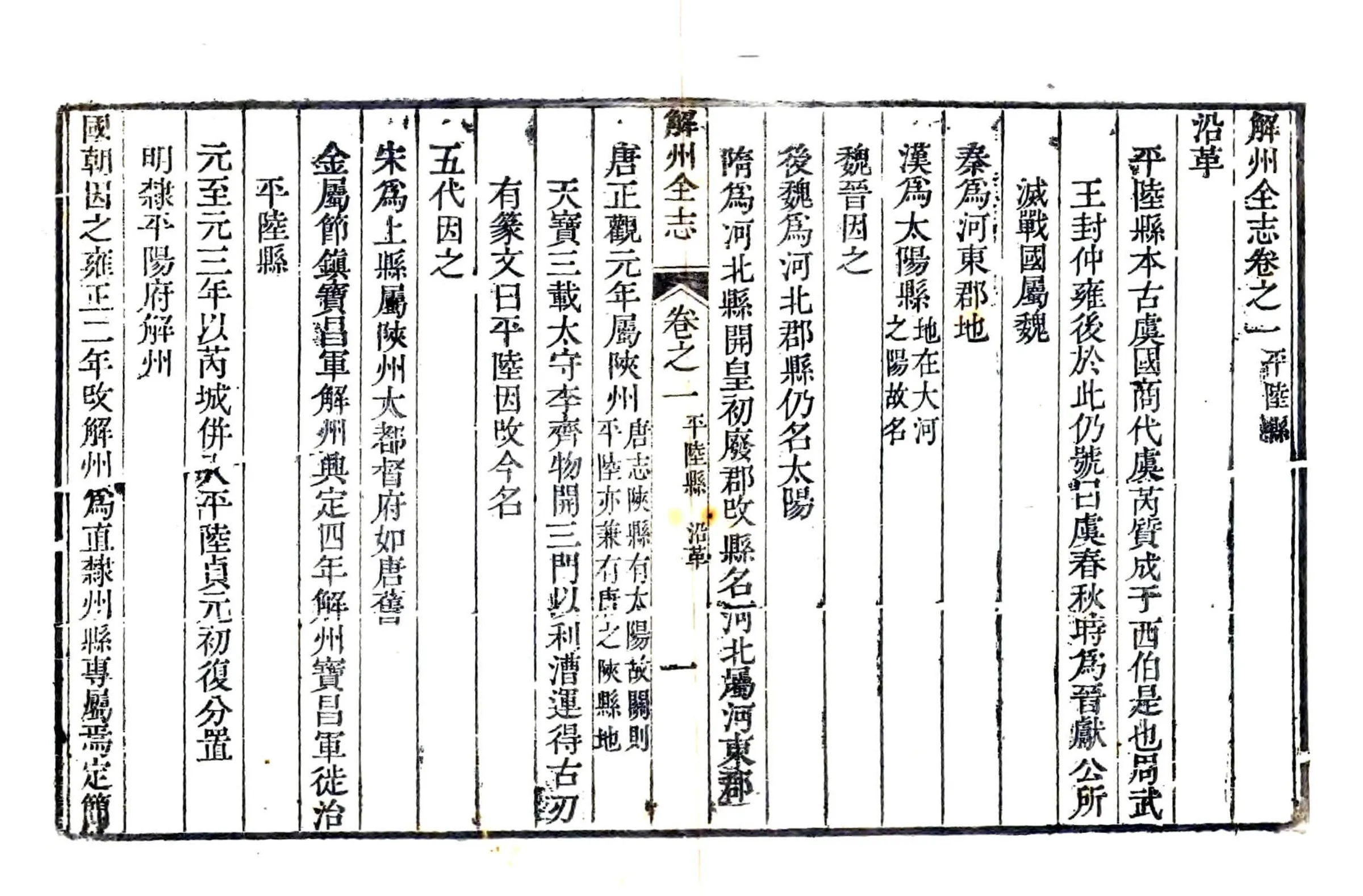 解州平陆县志（乾隆） 在线预览第1页