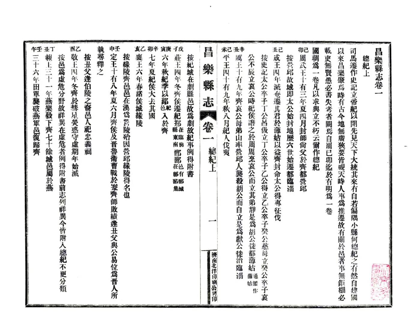 昌乐县志（嘉庆 民国铅印本） 在线预览第1页