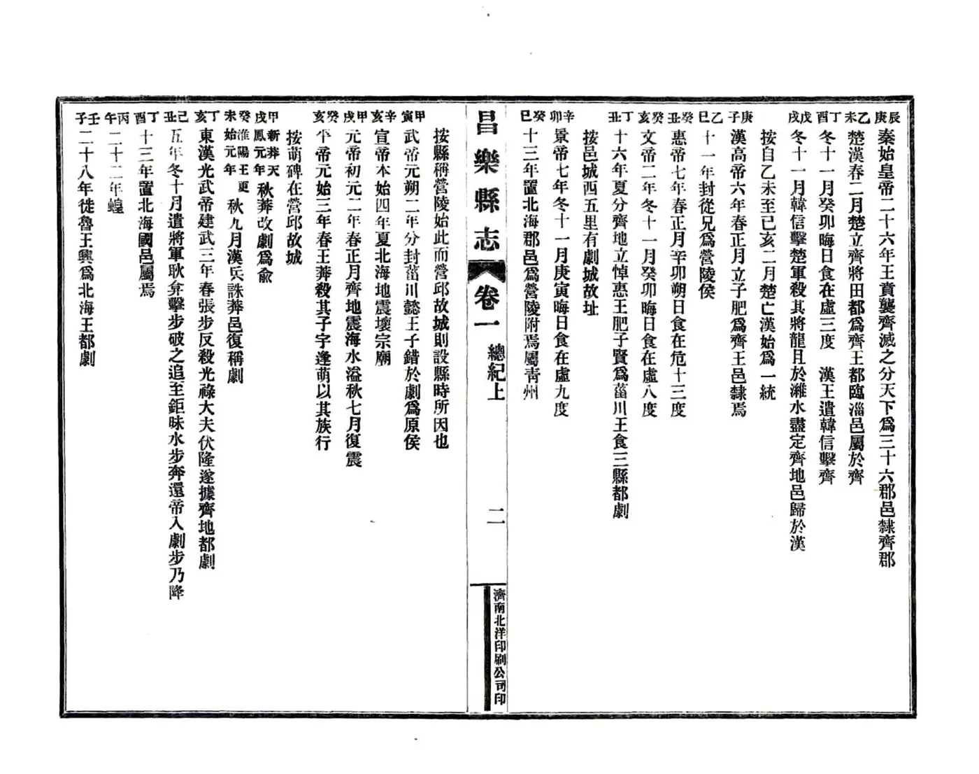 昌乐县志（嘉庆 民国铅印本） 在线预览第2页